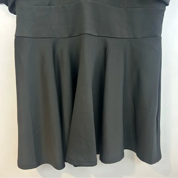 NWT Showpo. Margerie Plunge Puff Sleeve Fit & Flare Black Mini Dress Size 16 - Image 10