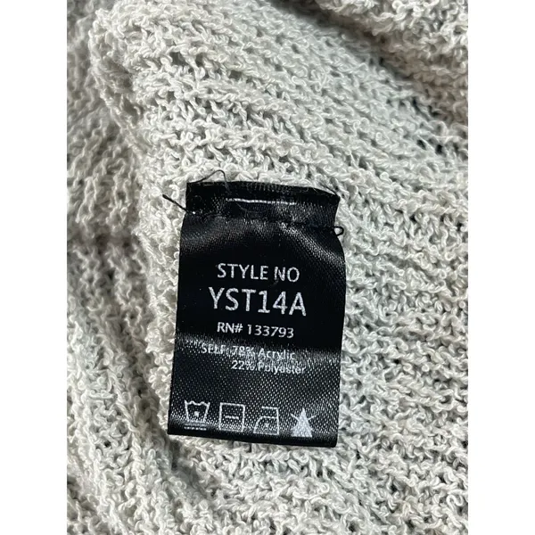 POL Textured Knit Sweater Womens M Gray Lightweight Drop Shoulder Exposed Hem - Image 6
