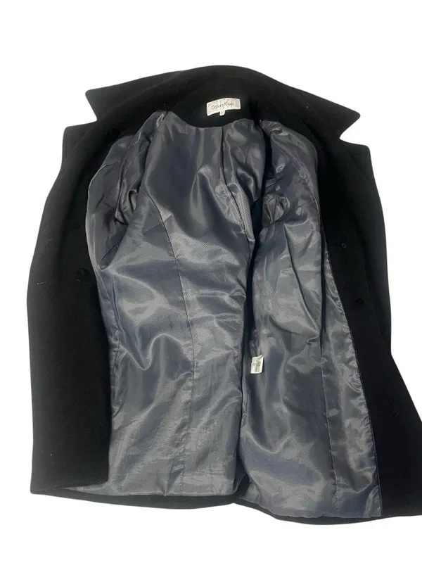 CALVIN KLEIN Charcoal Wool Blend Double Breasted Pea Coat Womens Size 14 - Image 6