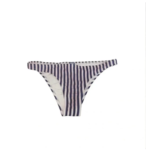 aerie Cheeky Swim Bottoms Light Pink Navy Blue Striped Low Rise NWT - Image 2