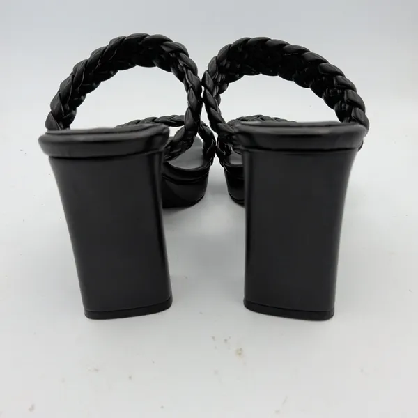 Jeffrey Campbell Amaryllis Black Braided Square Toe Block Heel Sandals Size 8.5‎ - Image 5