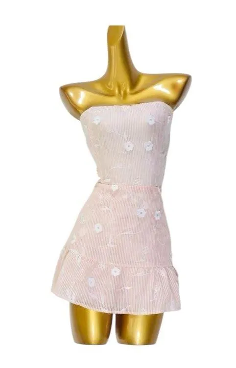 ALTARD STATE Anais Pink Seersucker Floral Strapless Romper - Image 7