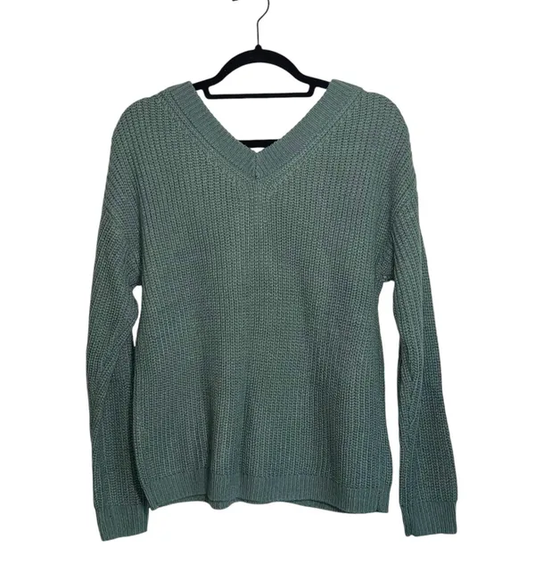 Maurices Teal Green Button V-neck Knit Henley Sweater - Image 5