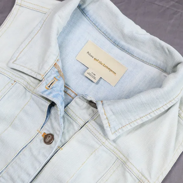 Pilcro and the Letterpress Denim Vest Women Medium Light Wash Blue Stretch Crop - Image 4