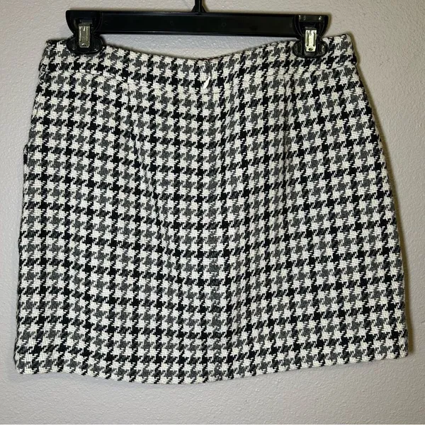 J. Crew Black & White Wool Houndstooth Tweed Mini Skirt Women’s Size XS 2 - Image 5
