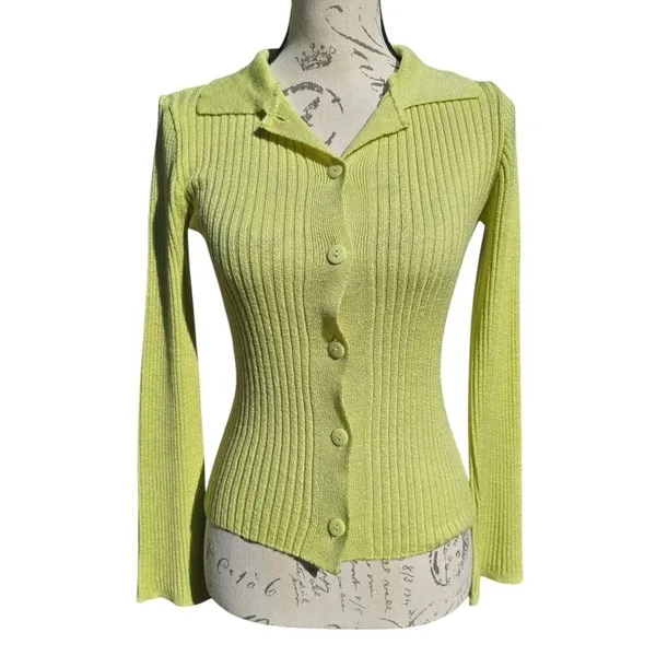 ASOS DESIGN sweater with collar in‎ green Women's size 2 - Image 2