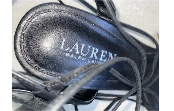 Lauren Ralph Lauren HELAINE strappy sandal Lace Up Block Heel Size 9.5 B - Image 9