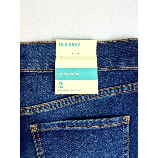 Old Navy Boyfriend Denim Shorts Women Size 2‎ Dark Wash Raw Hem Stretch NWT - Image 10