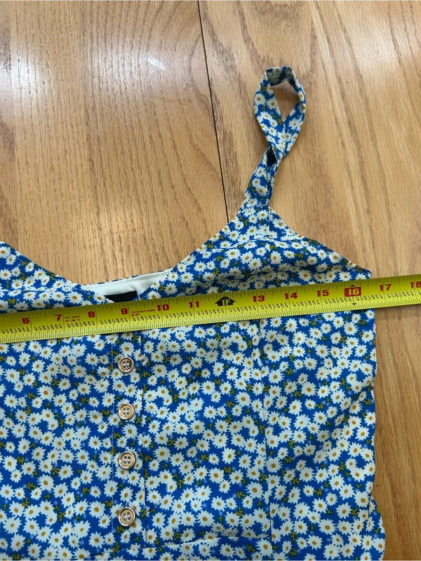 Lulus Darling Daisies Dress M Medium NWT Blue Ditsy Daisy Floral Ruffle Midi NEW - Image 7
