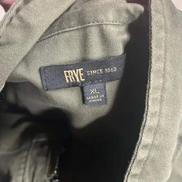 Frye Green Utility Jacket Cargo Full Zip Button Up Drawstring Waist Size XL - Image 4