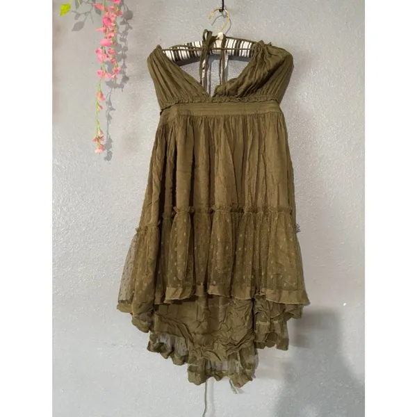 R. Vivimos Olive Green Boho Halter Dress • Size Medium / US 8–10 - Image 2