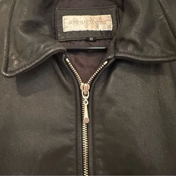 Jones New York Leather‎ Jacket Women M Black Vintage 90s Y2K Minimalist Classic - Image 5