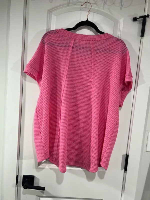 Andree By unit waffle knit top in Pink - Image 6