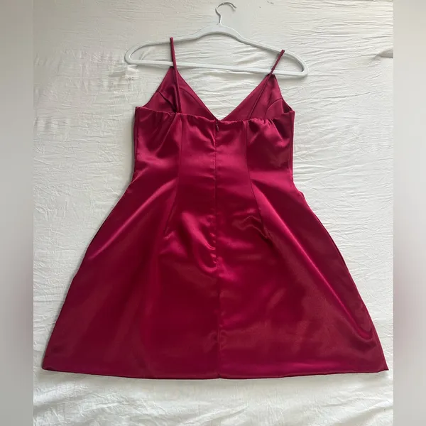 OOTDFash Burgundy Satin Dress Size Medium‎ - Image 4