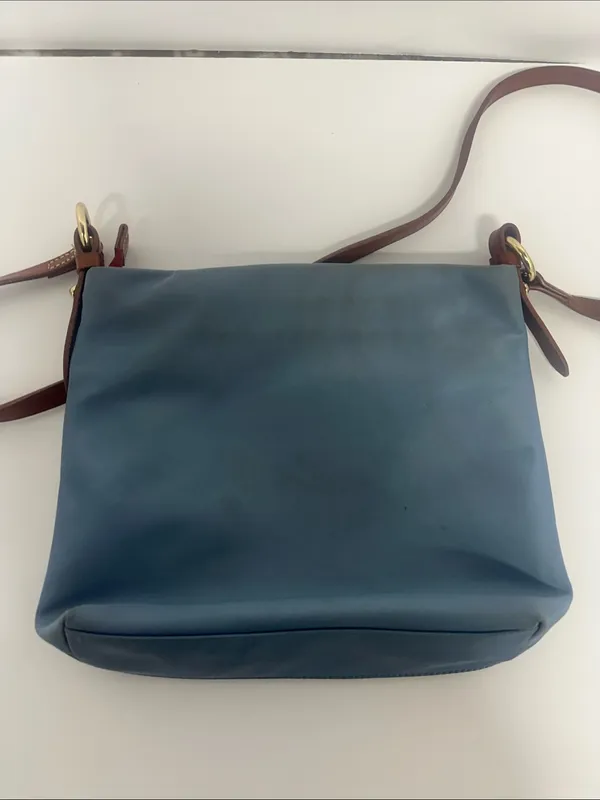 Dooney & Bourke Blue Crossbody with Brown Leather Trim - Image 3