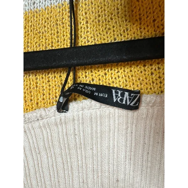 NWT Zara yellow and cream oversized sweater vest - Image 5