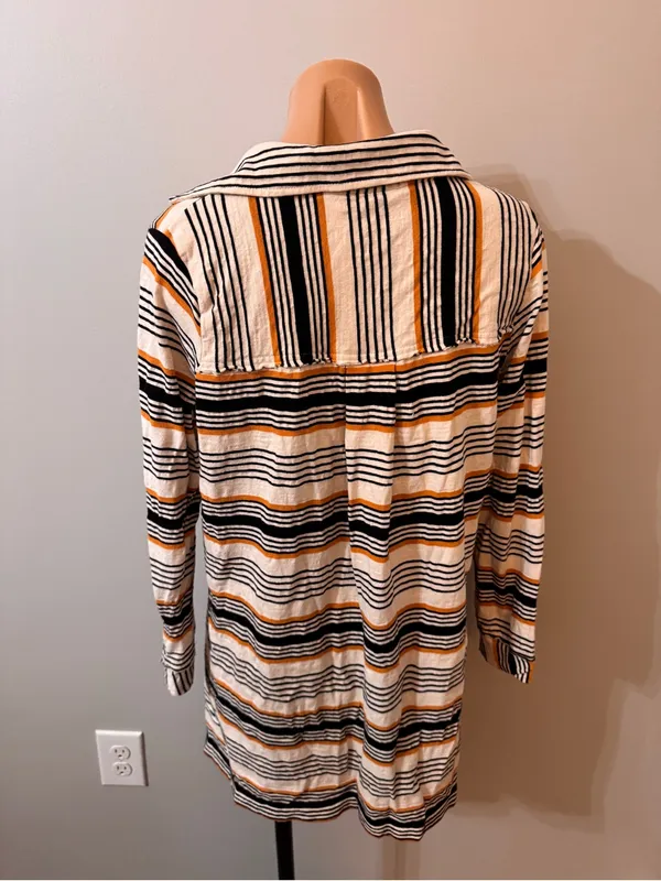 Free People Beach Breaker Tunic Stripe Ivory Black XS - Image 5