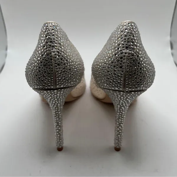 NWB badgley mischka size 8.5 heel Weslee Crystal Embellished Evening Shoe bling - Image 8