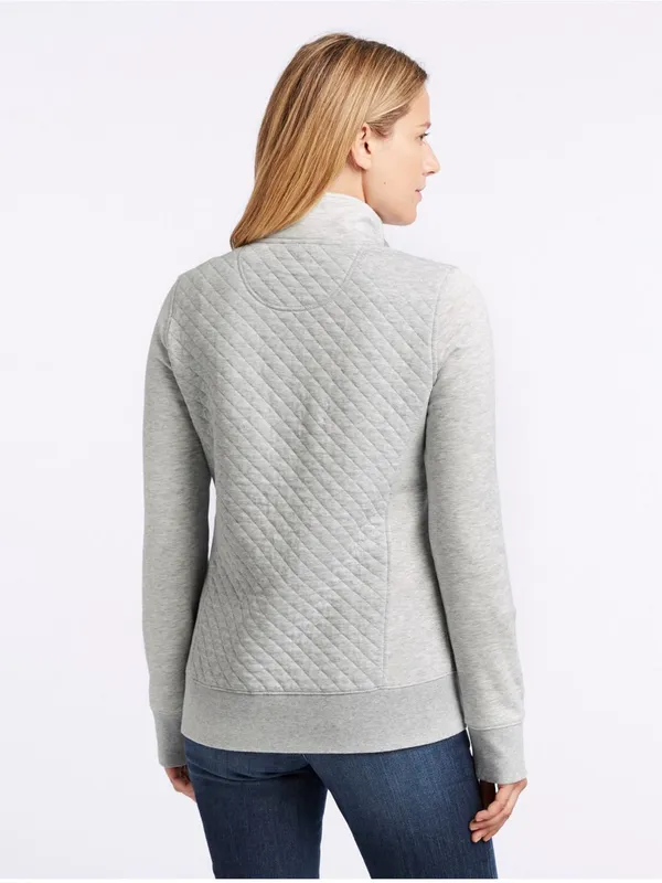 L.L. Bean Gray Quilted Quarter-Zip Pullover - Image 2