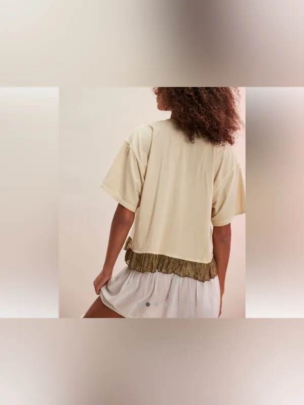 NWT Free People FP Intimately You Wish Graphic Tee - Khaki Chino Combo - Medium - Image 4
