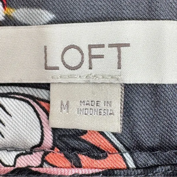 Loft Floral‎ Satin Faux Wrap Scarf Skirt Grey Coral Medium - Image 10