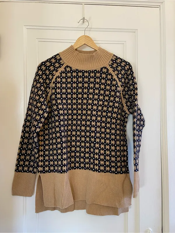 Barbour Mara wool blend high neck Sweater - Beige & Black - Image 2