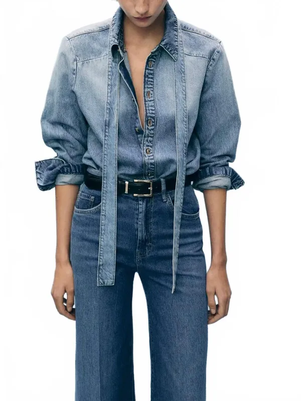 Mango High-Waisted WideLeg Jeans NWT Elise Medium Blue Size 14 (EUR 46) - Image 6
