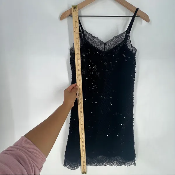 Guess Liu Velvet Sequin Stretch Black Lace Slip Mini Dress NWT‎ Size XS - Image 14