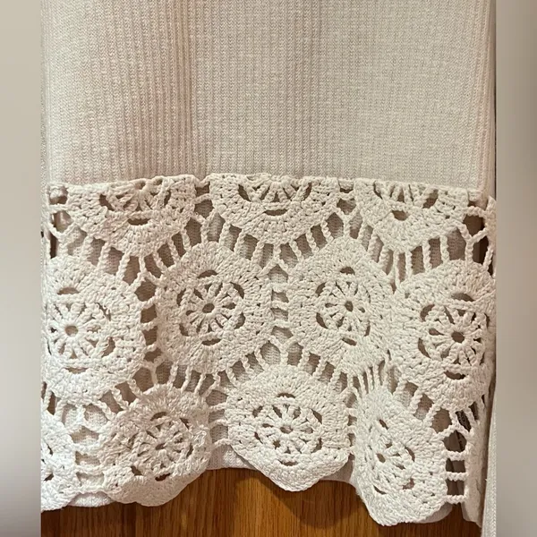 ZARA Beige Ecru Crocheted‎ Long Sleeve Sweater Sweatshirt Top Shirt Size Small - Image 9