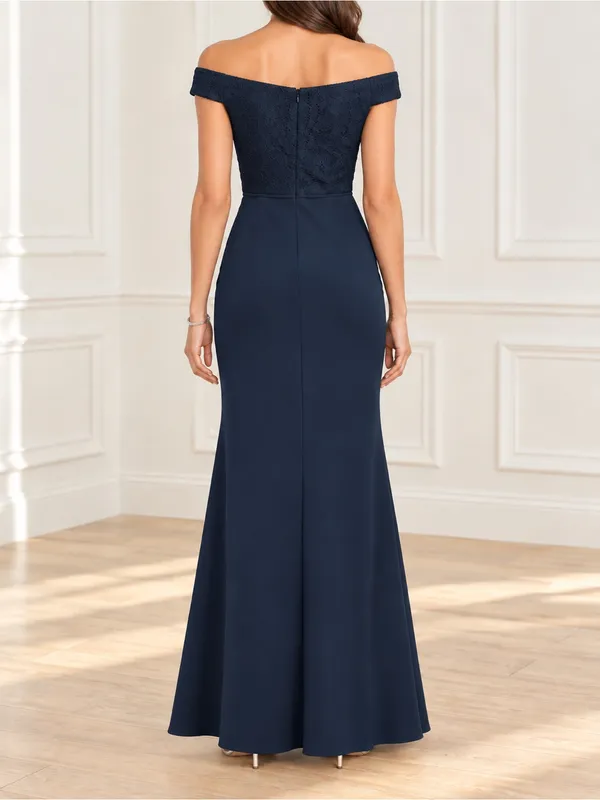 NWT Adrianna Papell Size 2 Navy Lace Off Shoulder Mermaid Formal Gown Dress - Image 3