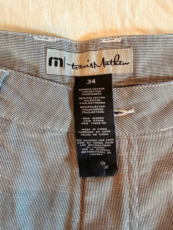 TravisMathew Men’s Gray Heather Performance Golf Shorts Size 34 Stretch Casual - Image 2