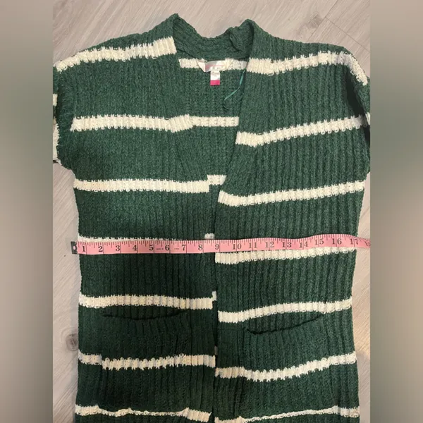 No Boundaries Forest Green and White Striped‎ Cardigan - Image 9