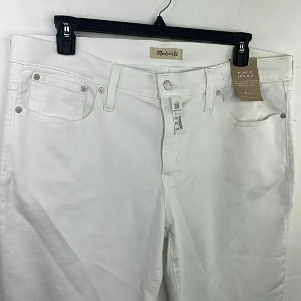 Madewell Mid Rise Kick Out With Magic Pocket White Plus Size - Image 4
