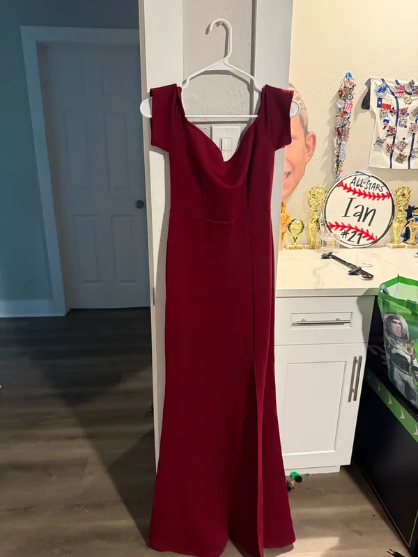 Amazon YMDUCH Women's Off Shoulder High Split Long Formal Party Dress - Image 2