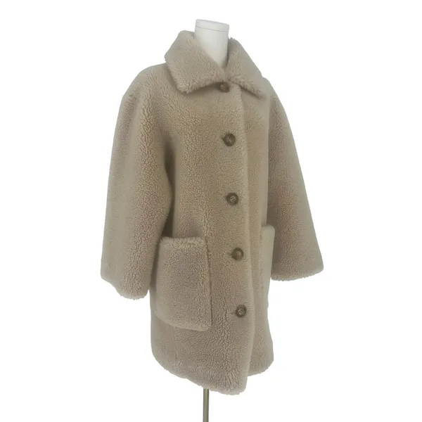 Forte Cashmere Beige Teddy Faux Fur Coat‎ Size M - Image 6