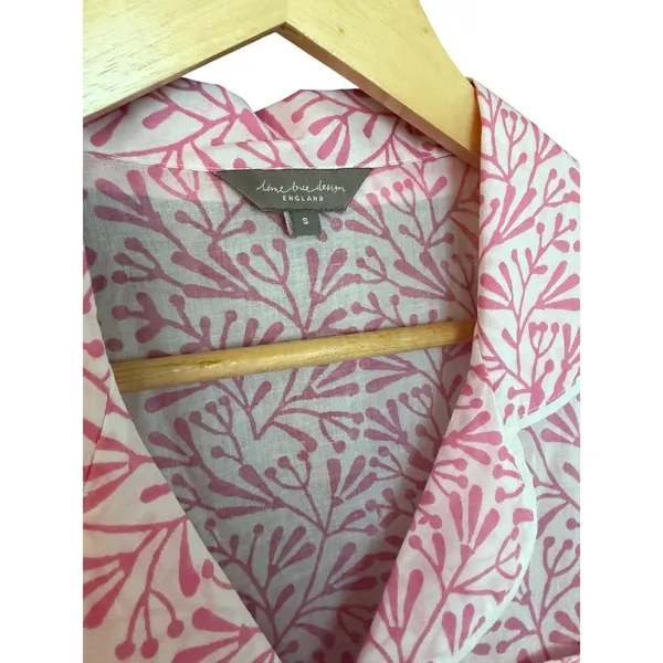 Lime Tree Design England Pink Cotton Pajama Set Small Travel Bag Pockets - Image 4