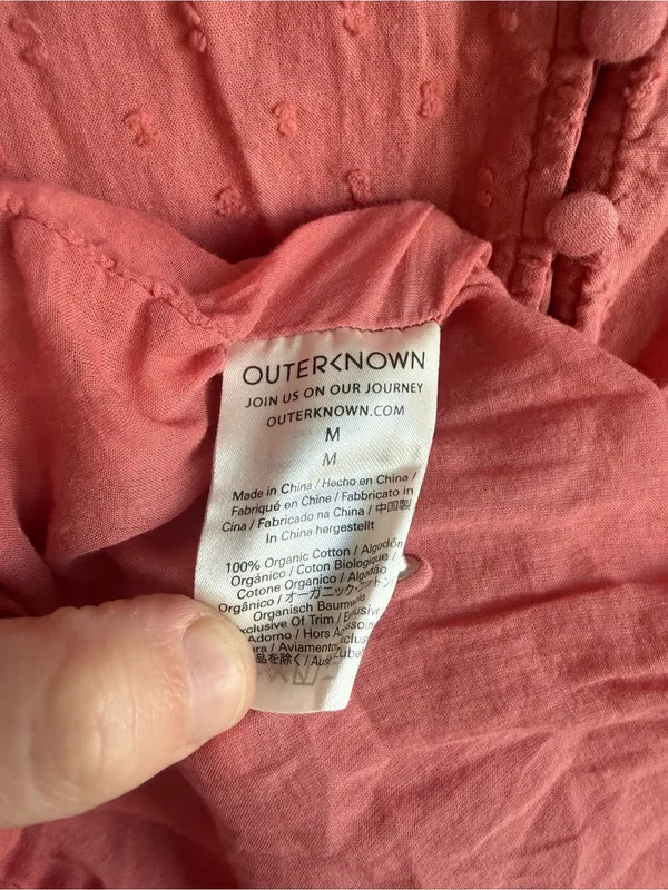 Outerknown Organic Cotton Coral Ruffle Tiered Midi Maxi Dress Medium - Image 6
