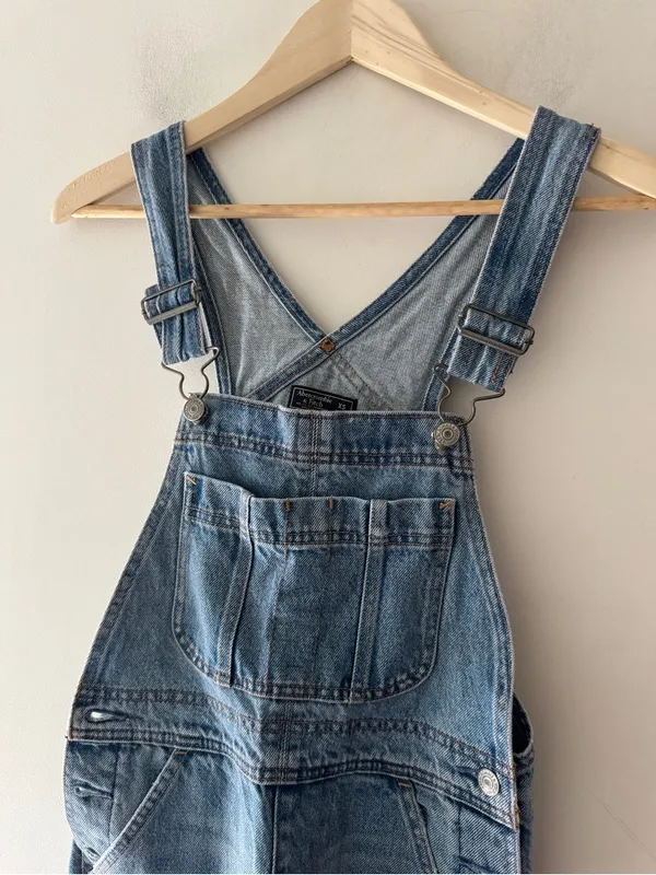 Abercrombie & Fitch Blue Denim Distressed Jean Overalls Size XS - Image 2