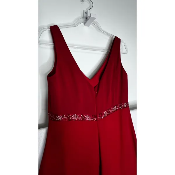 1990s Y2K Michaelangelo Red Beaded Chiffon Evening Gown size 8 - Image 7