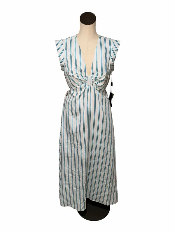 NWT White House Black Market Blue White Striped Cutout Maxi Dress Double Stripe - Image 7