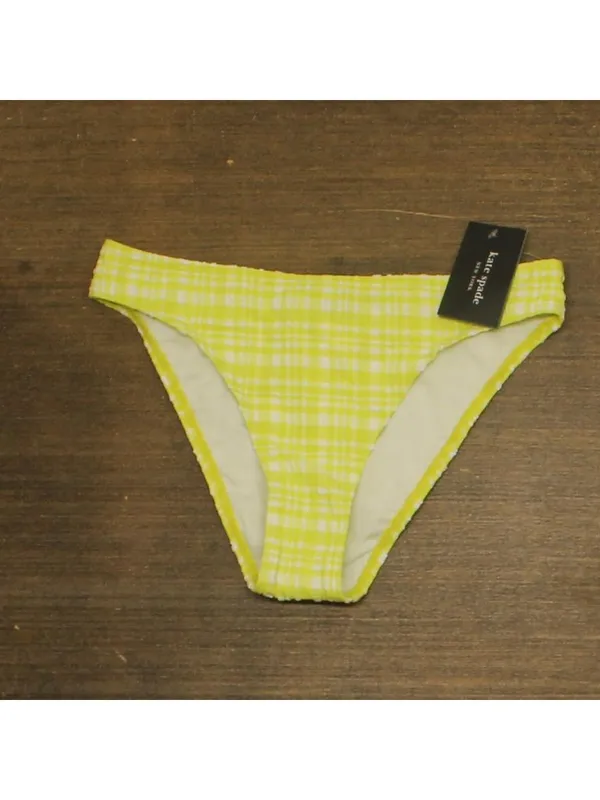 NWT Kate Spade Plaid High Cut Bikini Bottom S9D533 Nappa Cabbage Green Muti XS - Image 3