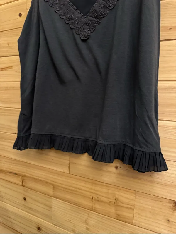 Y2K American Eagle XL Dark Gray Lace Ruffle Trim Cami Tank Top Girly Lightweight - Image 6