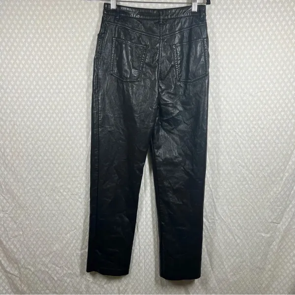 Aritzia Wilfred Black Faux Leather Melina‎ Straight Leg Pants - Image 4