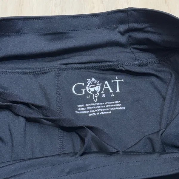 GOAT USA Womens Woven Athletic Gym Running‎ Shorts LARGE Black Lined Zip Pocket - Image 8