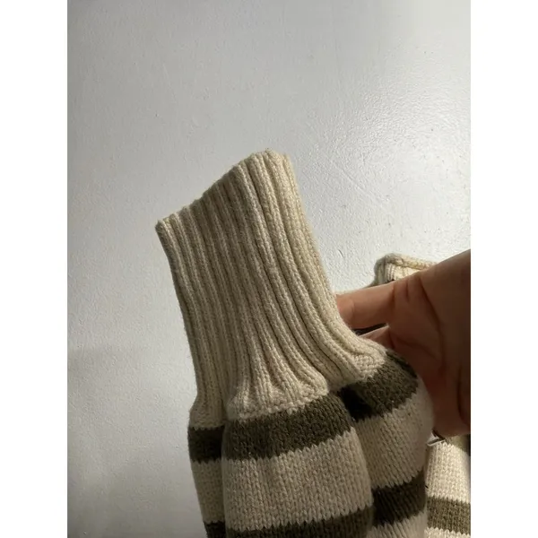 Madewell Conway roll neck pullover‎ sweater cream green stripe medium - Image 6