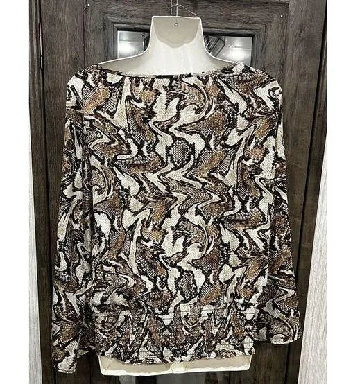 Michael Kors Soft Long Sleeve Leopord‎ Print Shirt, Size Medium - Image 3
