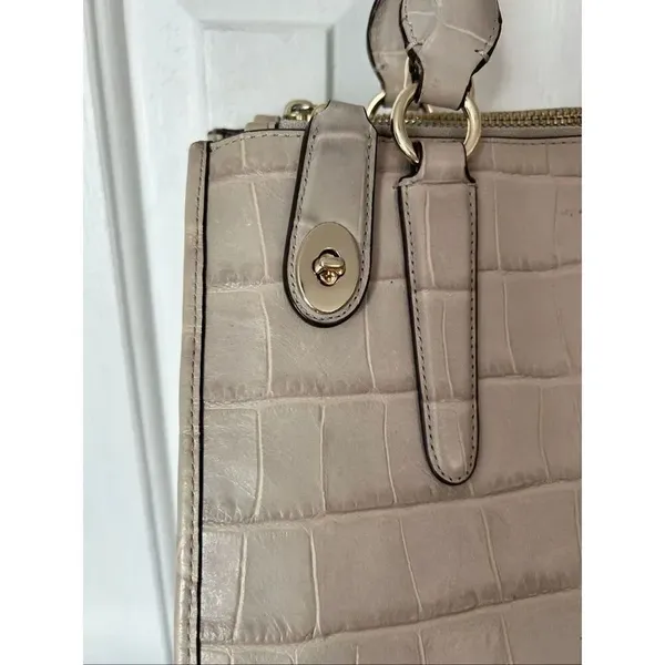 Coach Embossed Crocodile Crosby Bag leather bag no strap gray tan color - Image 3