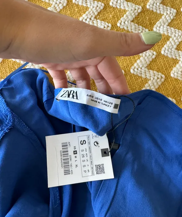 ZARA Blue Silky Mini Dress - Image 4