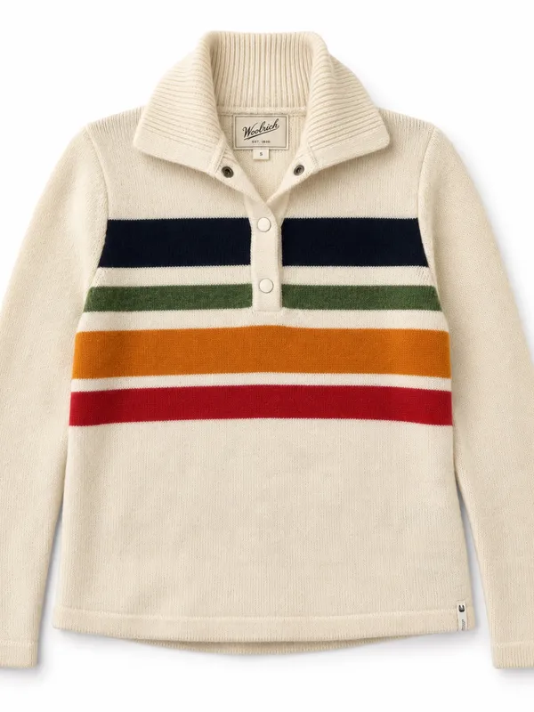 Woolrich Sweater Womens S Ivory Excellent Lambswool Blend Hudson Bay Stripe - Image 3