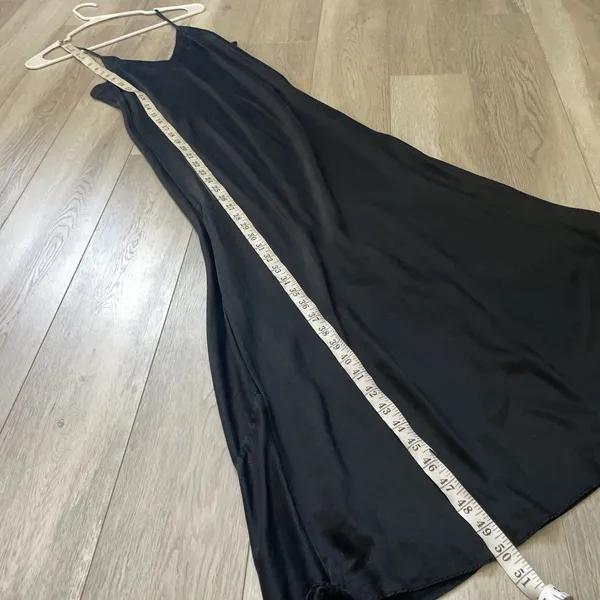 Ginia Silk Dress v neck slip midi womens Black (size 6) minimalist formal party - Image 3